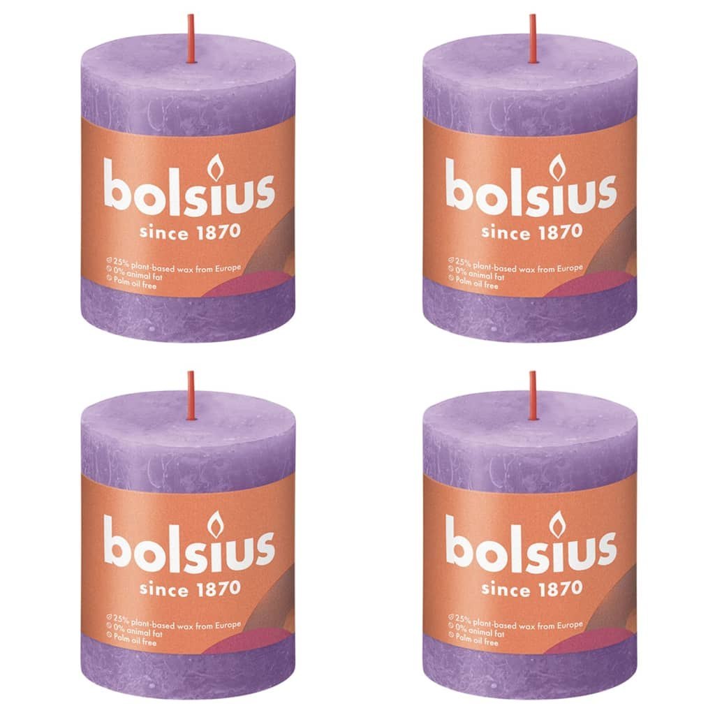 Świece pieńkowe Shine, 4 szt., 80x68 mm, żywy fiolet Lumarko!
