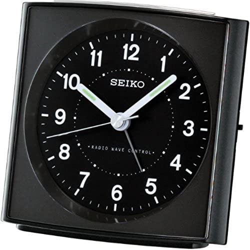 Seiko QHR022K - Budzik analogowy Unisex, Czarny, pasek