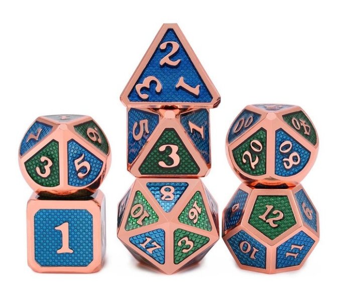 Kostki RPG Loch Ness Zestaw 7 Metalowych Kości