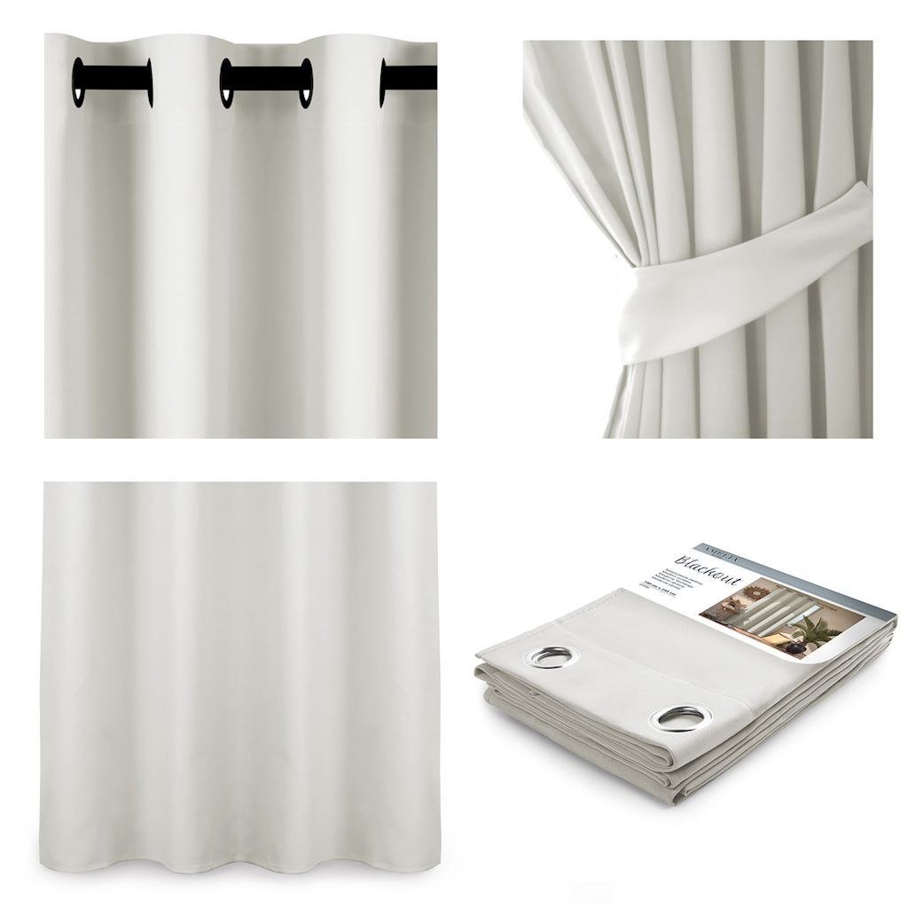 AmeliaHome_Zasłona poliestrowa EYELETS_WHITE_140X245_1PC