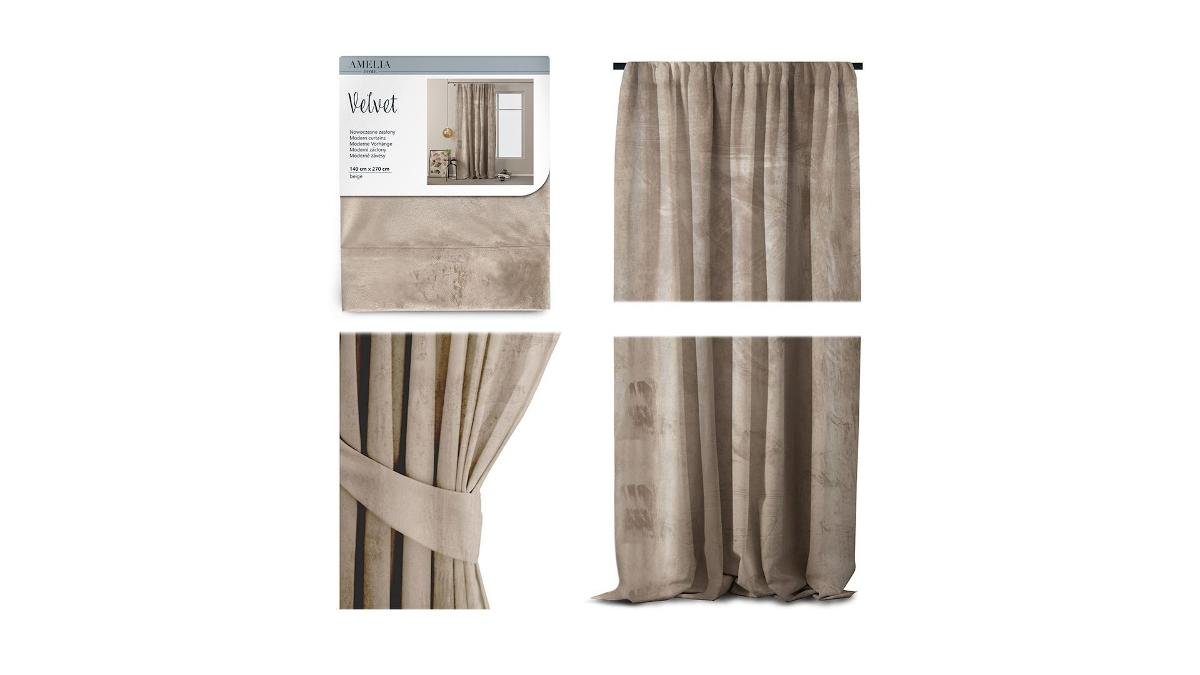 Amelia Home Amelia Home Zasłona Velvet 140x270 VELVET/PLE/BEI/270