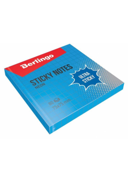 Bloczek samoprzylepny 75x75 niebieski kratka 80K - Berlingo