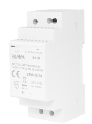Zasilacz LED na szynę DIN 24V 30W DC TH-35 TYP: ZTM-30/24 ZAMEL