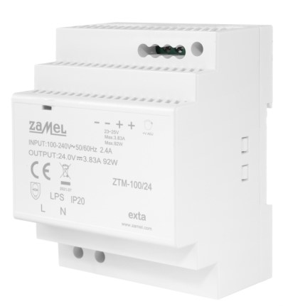 Zasilacz LED na szynę DIN 24V 100W DC TH-35 TYP: ZTM-100/24 ZAMEL