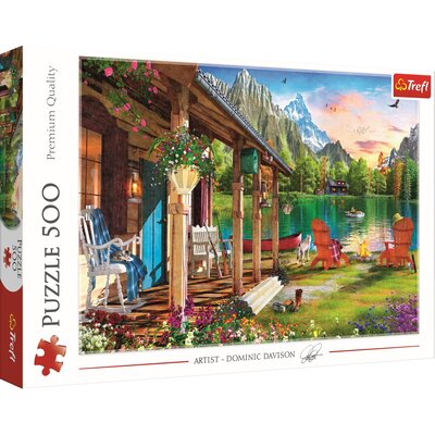 Trefl Domek w Górach Puzzle 500 Elementów o Wysokiej Jakości Nadruku dla Dorosłych i Dzieci od 10 lat 37408