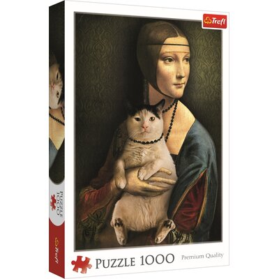 Trefl Puzzle 1000 elementów Dama z kotem GXP-780639