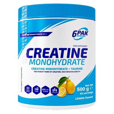 6PAK Creatine Monohydrate 500 g Jar Lemon (5902811810692)