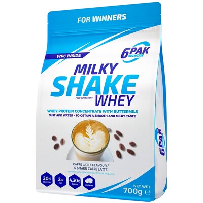 6PAK, Odżywka białkowa, Milky Shake Whey, caffe latte, 700 g