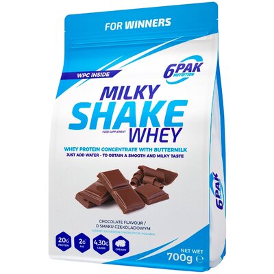 6PAK, Odżywka białkowa, Milky Shake Whey, czekolada,  700 g