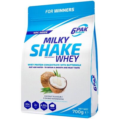 6PAK, Odżywka białkowa, Milky Shake Whey, kokos, 700 g