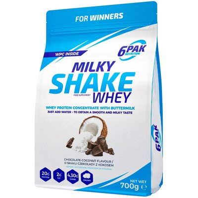 6PAK, Odżywka białkowa, Milky Shake Whey, kokos, 700 g
