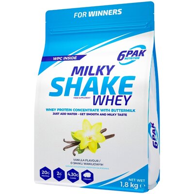 6PAK, Odżywka białkowa, Milky Shake Whey, 1800 g, wanilia