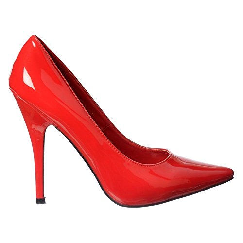 Gizelle Damskie szpilki szpilki szpiczaste czółenka damskie na imprezę do klubu buty do pracy na kort rozmiar 36-48, Czerwony patent, 44 EU