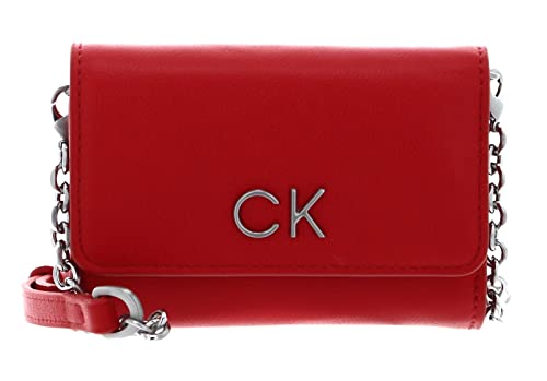 Calvin Klein Damskie portfele Re-Lock Trifold Sm W/Strap, Czerwony aurora, One Size