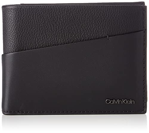 Calvin Klein Męskie ukośne potrójnie składane 10 cm³, portfele na monety, czarny Ck Black, OS, Ck czarny, Rozmiar Uniwersalny