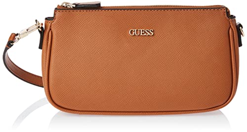 Guess Noelle DBL Pouch Crossbody, Torba damska, jeden rozmiar, Lekki koniak