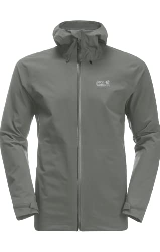 Jack Wolfskin Męska kurtka przeciwdeszczowa HIGHEST PEAK JACKET M (1115131_4143) wodoodporna i wiatroszczelna, wygodna, zielona gekon L EU