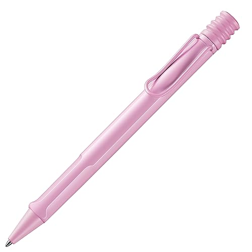 Lamy safari nowoczesny długopis z wytrzymałego tworzywa sztucznego ASA w kolorze jasnoróżowym, z ergonomicznym uchwytem i metalowym klipsem – w zestawie wkład o dużej pojemności M 16 M