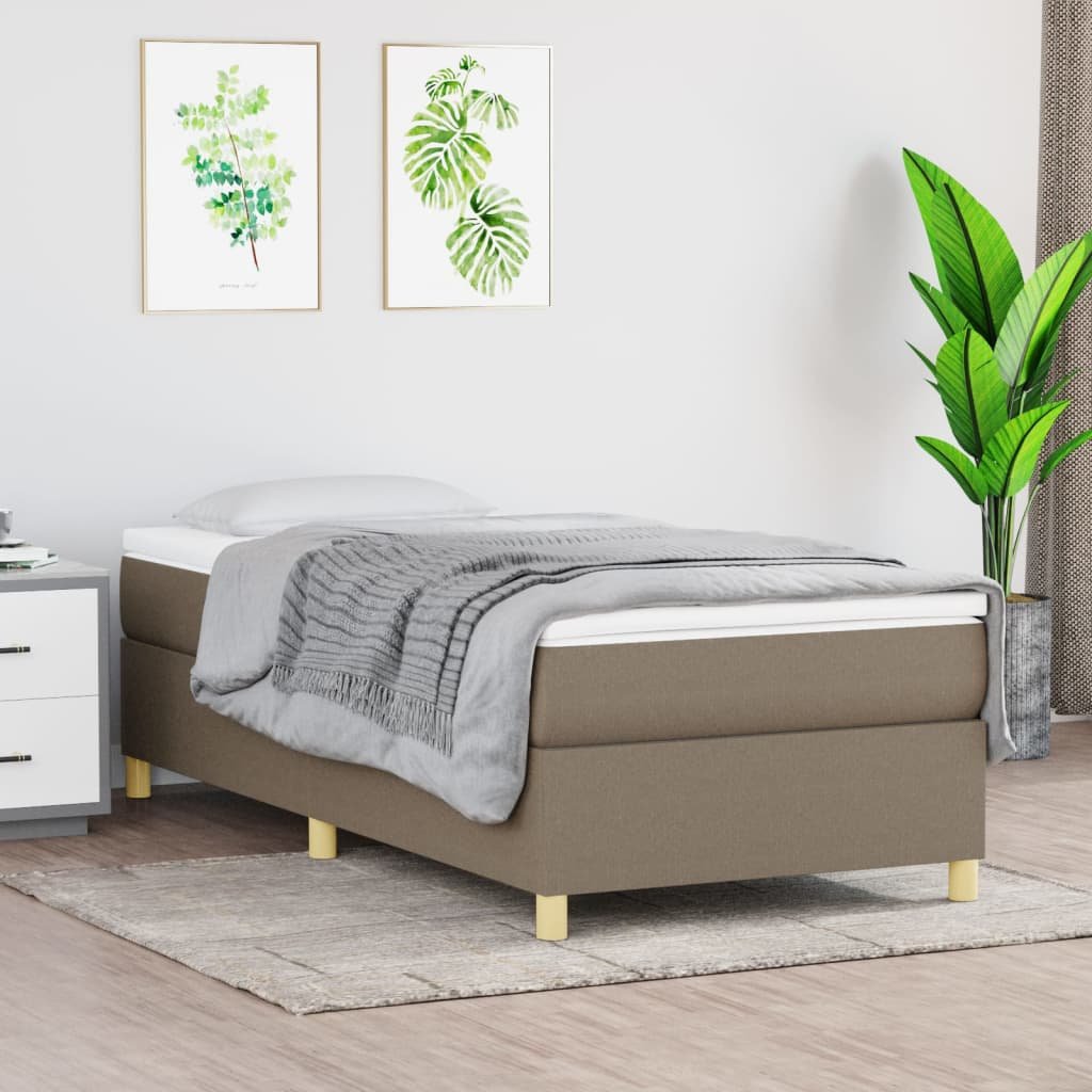 Łóżko kontynentalne z materacem, taupe, tkanina, 100x200 cm Lumarko!