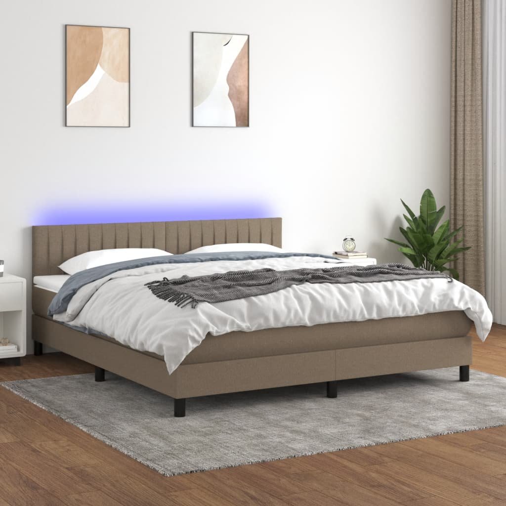 Lumarko Łóżko kontynentalne z materacem, taupe, 180x200 cm, tkanina