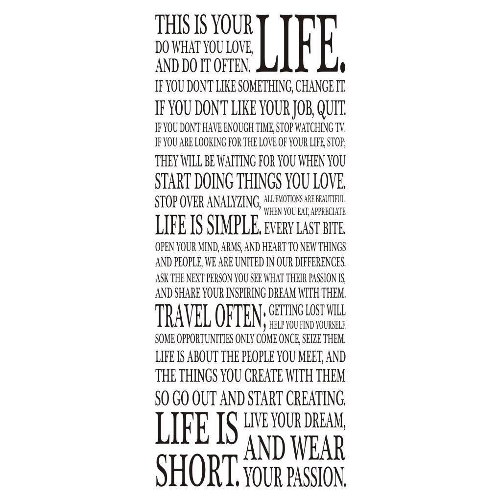Napis na ścianę naklejka 150x75cm wybór koloru - This is your life... 22
