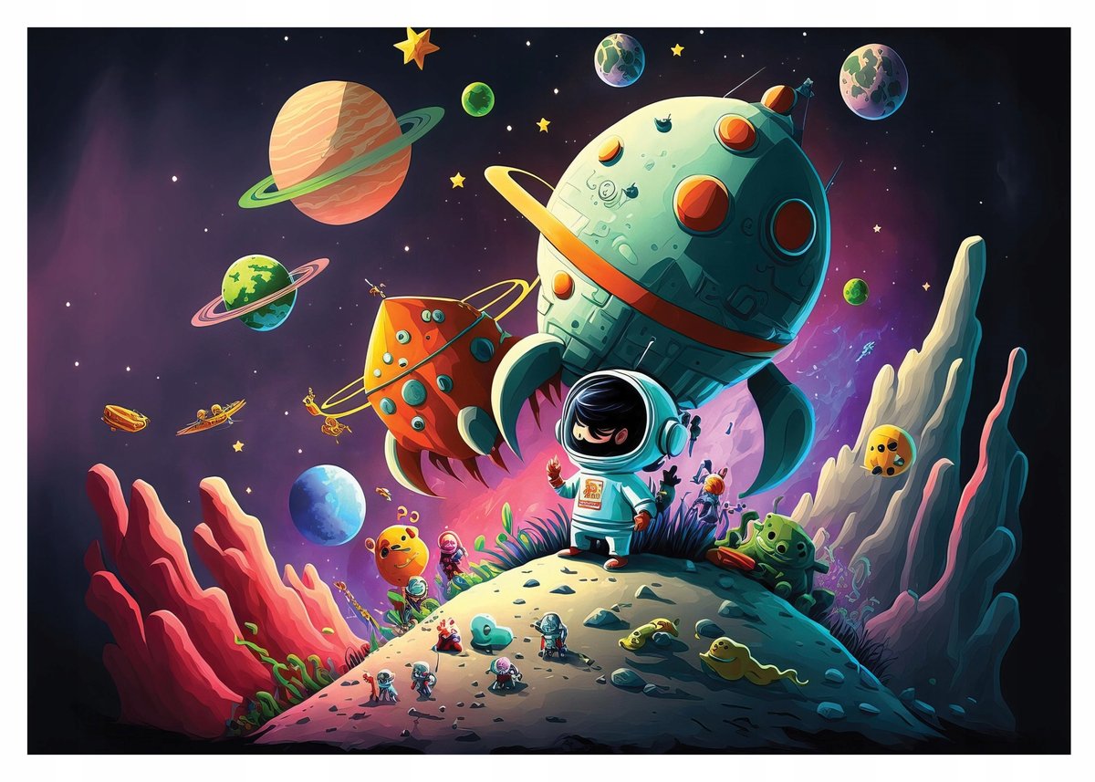 Fototapeta RAKIETA KOSMOS 3D Dla Dzieci 368x254