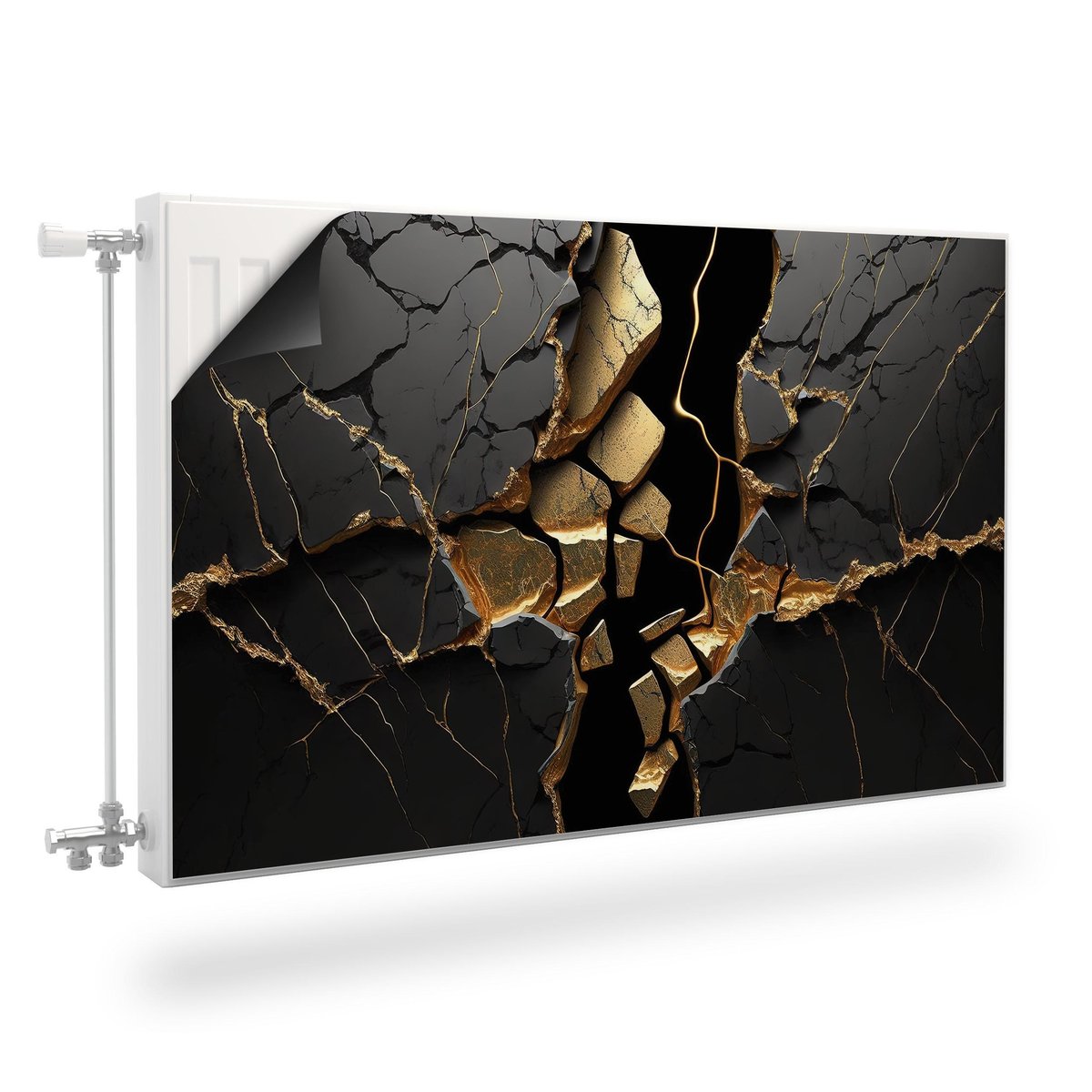 Osłona Magnetyczna Grzejnika Czarny MARMUR Abstrakcja 3D 120cm x 60cm