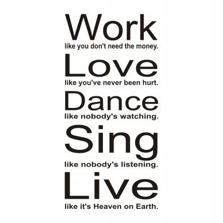 Napis na ścianę naklejka 150x75cm wybór koloru - Work Love Dance - 176