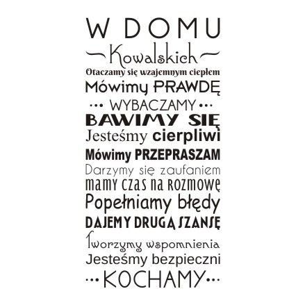 Napis na ścianę naklejka 150x75cm wybór koloru cytat - W domu - 170