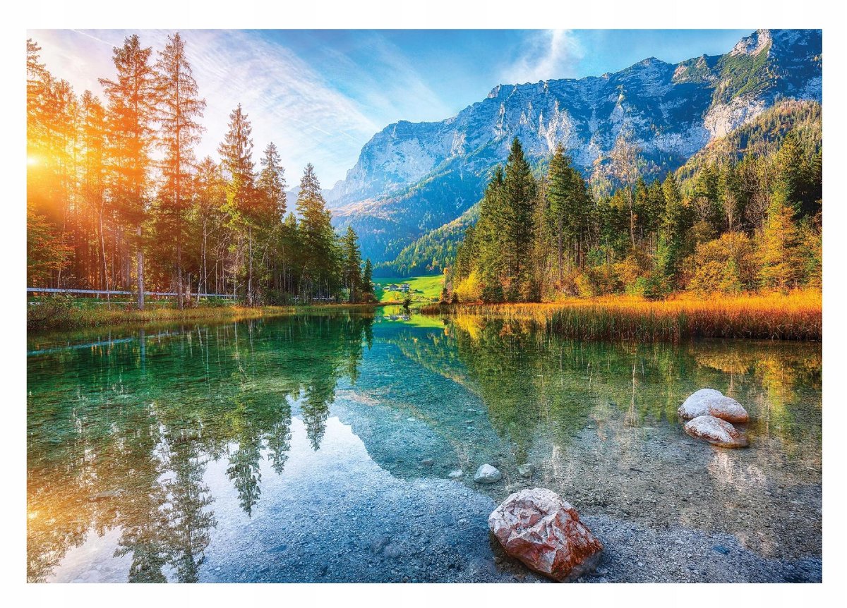 Fototapeta GÓRY JEZIORO LAS 3D Sypialnia 254x184