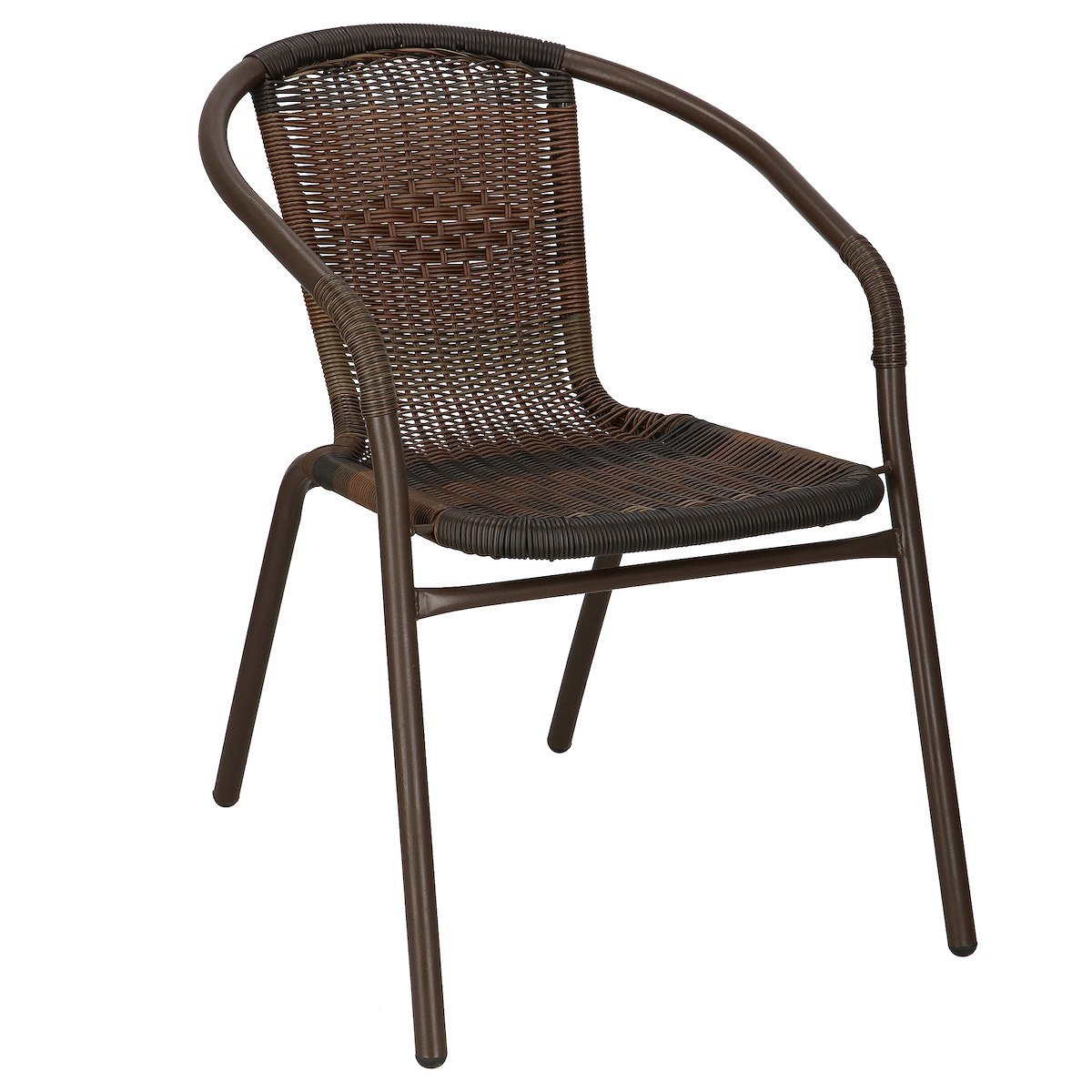 Krzesło ogrodowe metalowe, plecione krzesło na balkon brązowe GF1022