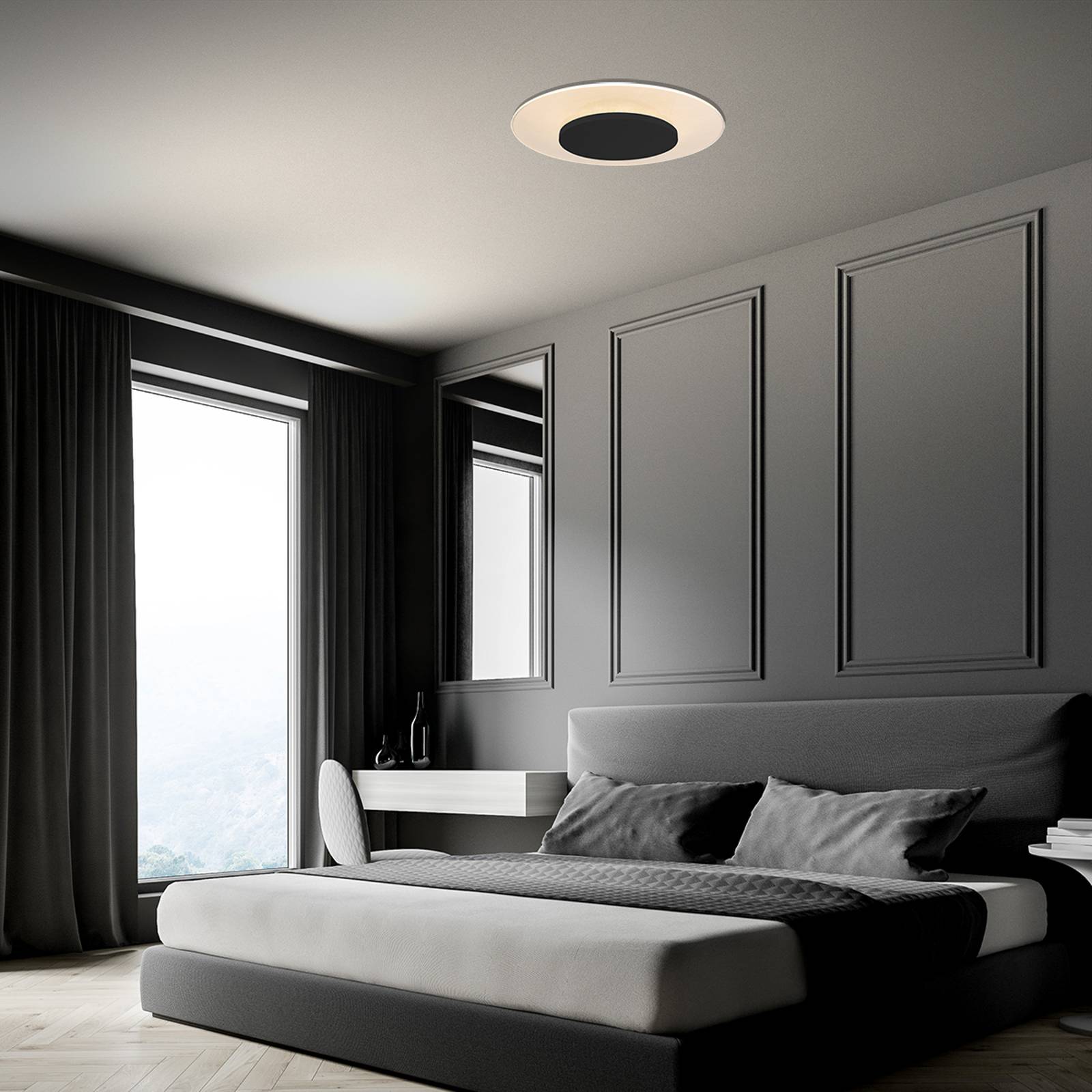 Steinhauer Lampa sufitowa LED Lido, czarna Ø 42cm