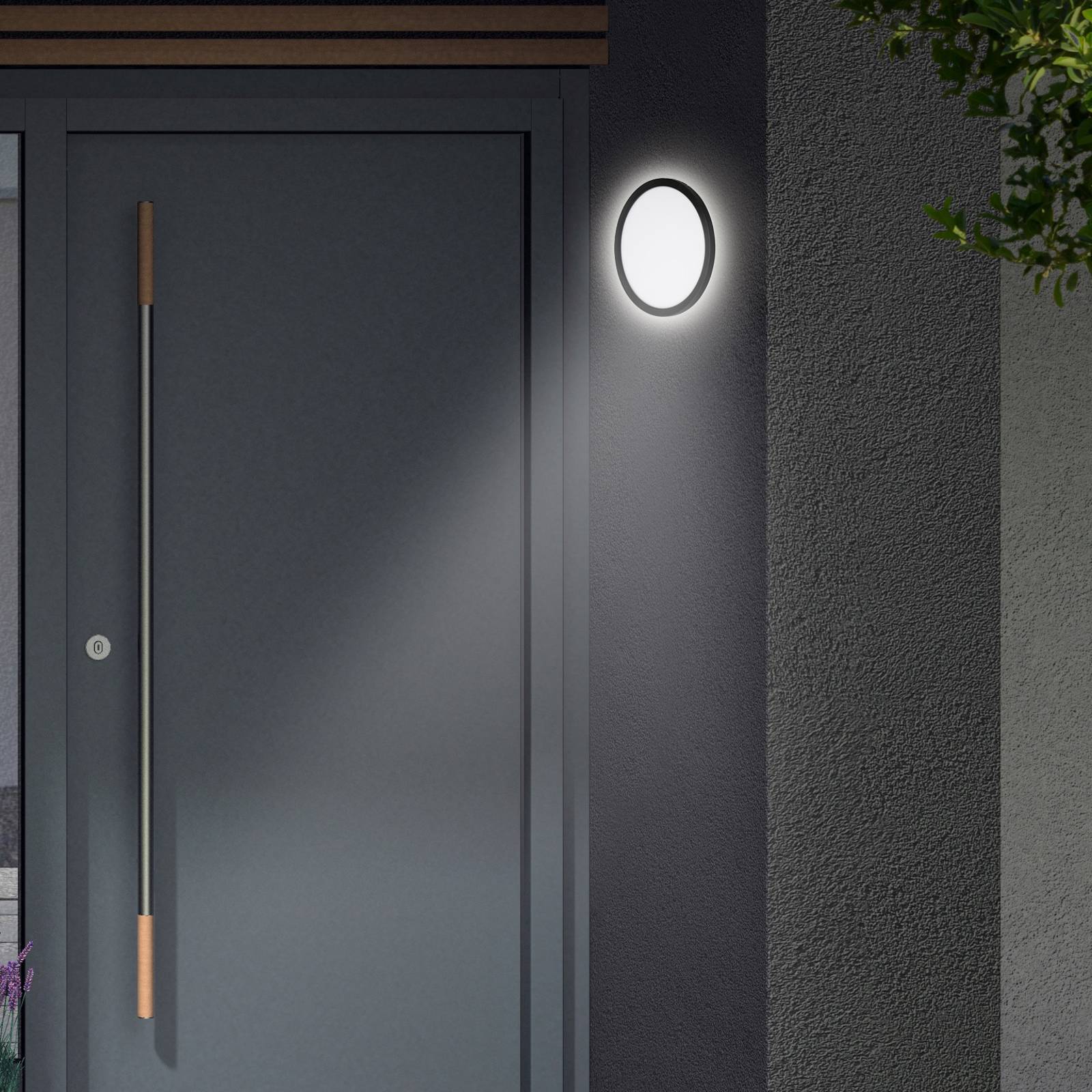 Telefunken Kinkiet zewnętrzny LED Nice, Ø 28cm czarny 4 000 K