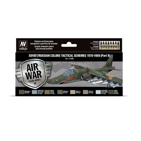 Vallejo Zestaw Air War 8 farb - Soviet / Russian colors Tactical Schemes 1978-1989 (część II) Vallejo 71608