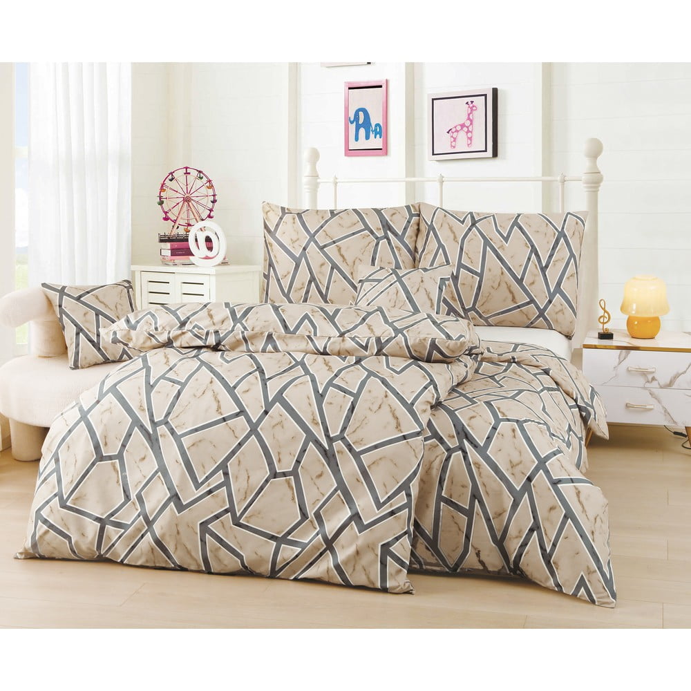 Jasnobrązowa jednoosobowa pościel z mikrosatyny 6 elementów 140x200 cm Marco – My House