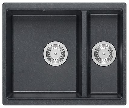 QUADRON Zlewozmywak 55,5x46 LOGAN 150 czarny, elementy srebrne HCQL5646U8-BS_U