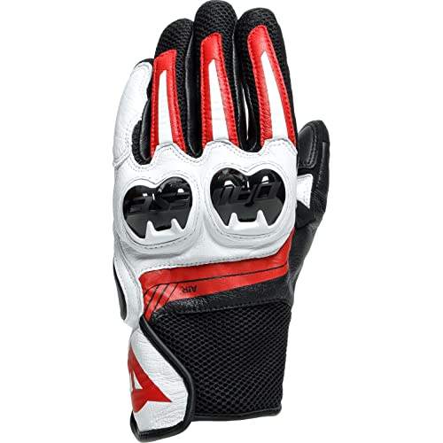 Dainese Mig 3 Unisex skórzane rękawice motocyklowe, dla mężczyzn i kobiet, czarne/białe/lawa-czerwone, XXXS