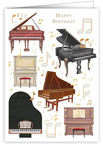 Kartka fortepian Happy Birthday