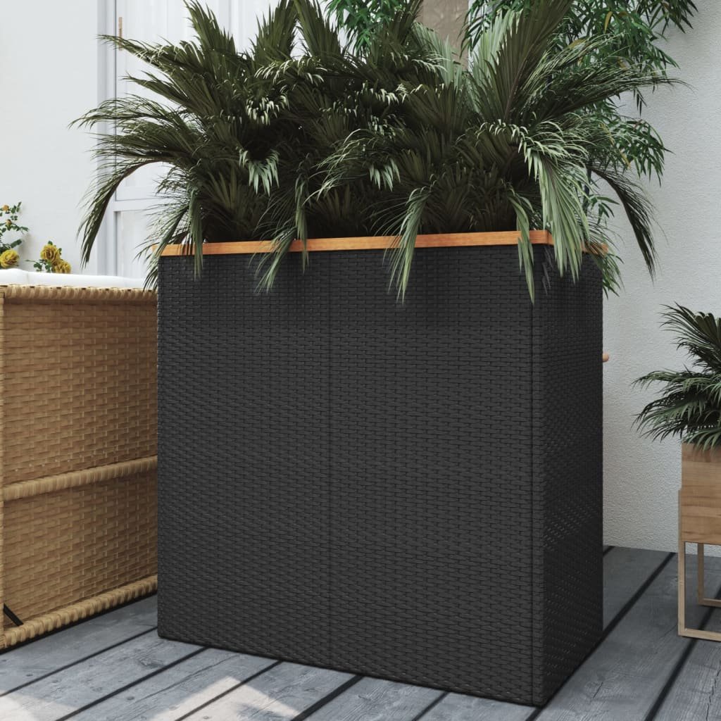vidaXL Donica, czarna, 80x40x80 cm, polirattan