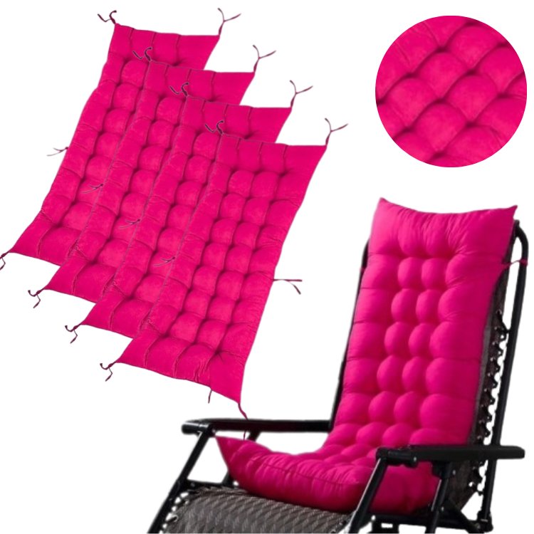 Poduszka Ogrodowa Na Krzesło Fotel Pikowana 4 Sztuki 110X60 Różowa