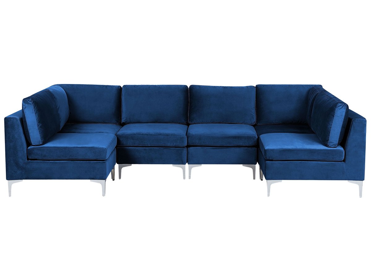 Sofa modułowa 6-osobowa welurowa niebieska EVJA