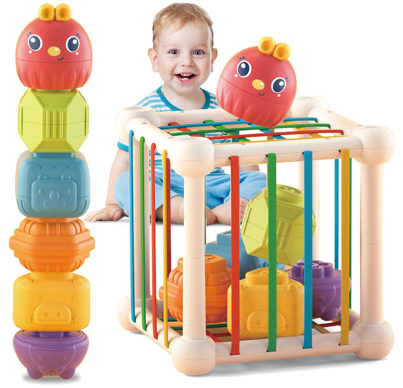 ELASTYCZNA KOSTKA SENSORYCZNA GUMKI SORTER KLOCKÓW Z516