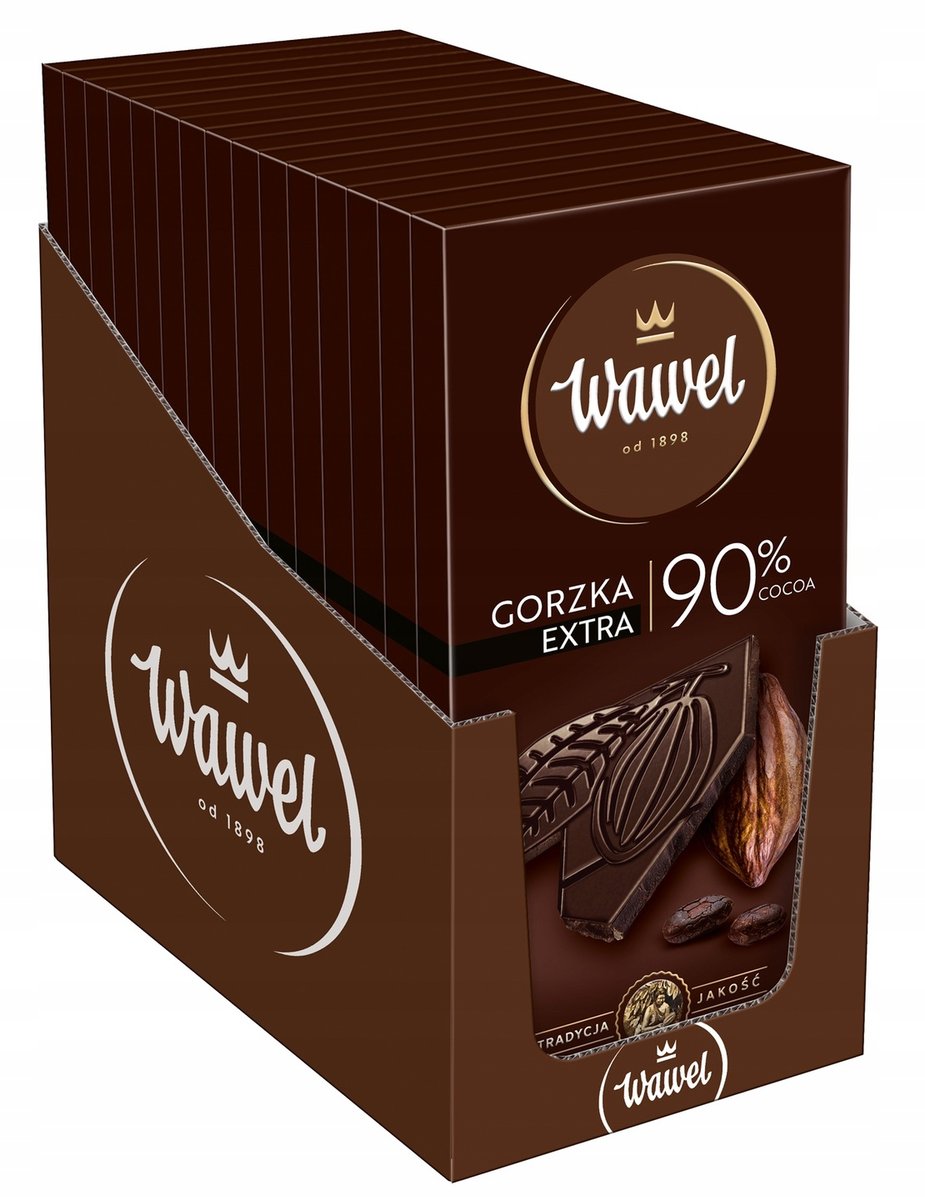Display Czekolada Gorzka Extra Premium 90% cocoa Wawel 100g x 15 sztuk