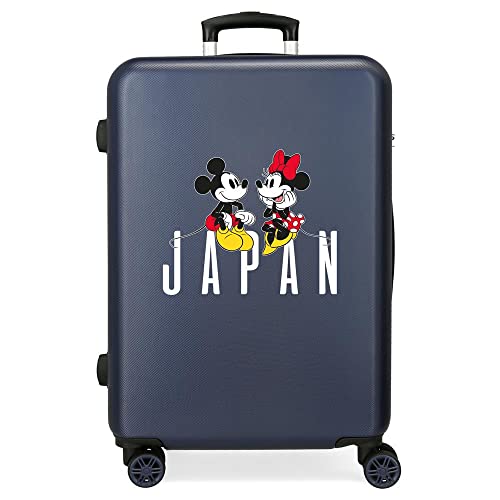 Disney Mickey & Minnie Trip to Japan Średnia walizka Niebieski 46x65x23 cms Sztywne zapięcie z boku 56L 3 kg 4 koła Podwójne, niebieski, Talla única, średnia walizka