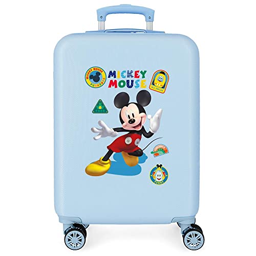Disney Mickey All Smile Walizka kabinowa Niebieski 38x55x20 cms Sztywne zapięcie z boku 35L 2 kg 4 koła Bagaż ręczny, niebieski, Talla única, walizka kabinowa