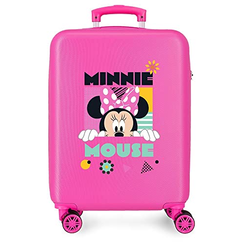 Disney Minnie Geometric Walizka kabinowa Różowy 38x55x20 cms Sztywne zapięcie z boku 35L 2 kg 4 koła Bagaż ręczny, Różowy, Talla única, walizka kabinowa