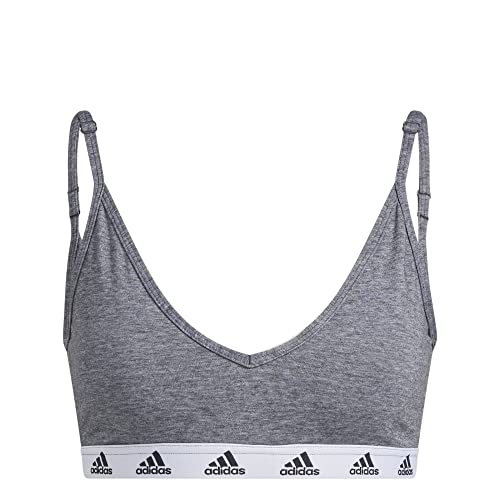 adidas Purebare Średnie wsparcie sportowe stanik, Dark Grey Heather/Black, M