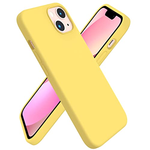 Blyge etui do iPhone'a 14 Plus, miękkie i jedwabiste etui na telefon z ochroną ekranu i aparatu, żółte