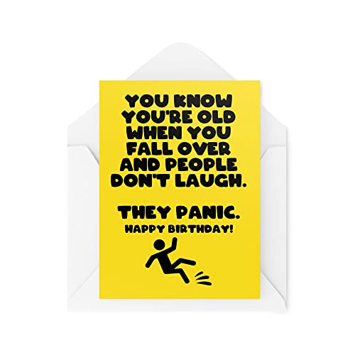 Kartka urodzinowa Old Age Joke - Śmieszne kartki urodzinowe - When You Fall Over And People Panic - Żartobliwe kartki urodzinowe dla przyjaciela - CBH1685