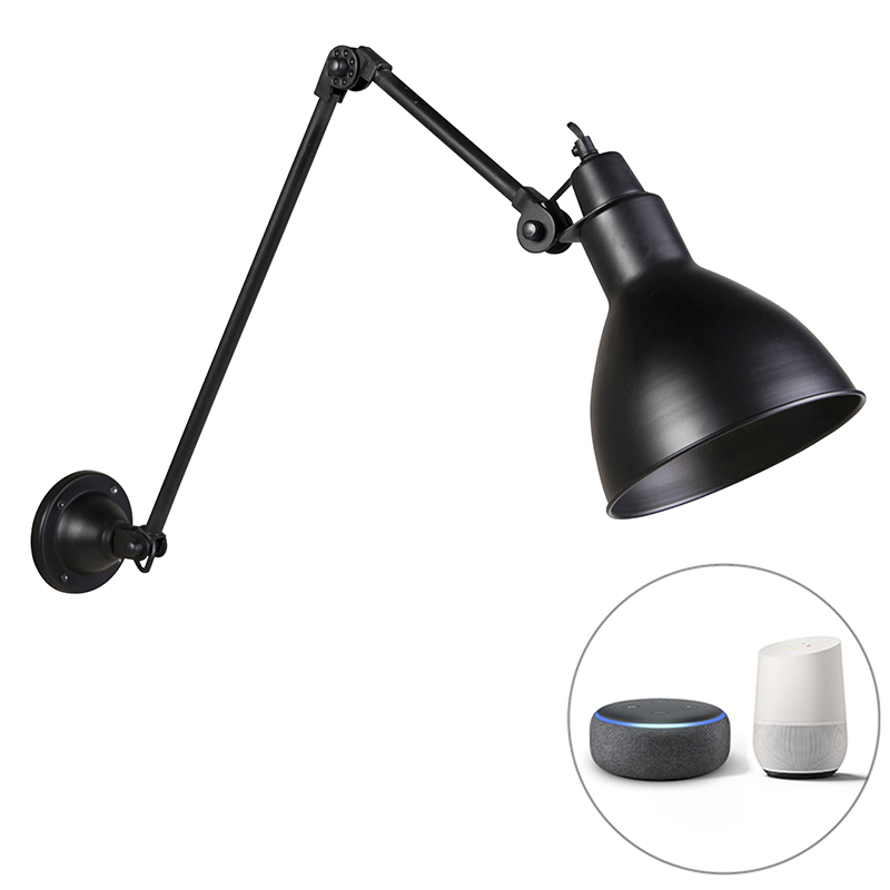 QAZQA Inteligentna lampa ścienna czarna regulowana z Wifi A60 - Wye
